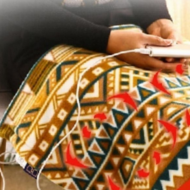 usb 무릎 담요 발열 전열 탄소섬유 전기 무릎 담요 온열 휴대용 사무실 간절기 차량용 겨울 차박 워머 방석, 아즈텍골드-그레이