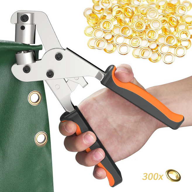 프리라이프 - 아일렛 펀치 수동 펀칭기 10.5mm 오링펀치 천막 가죽 현수막 타공기 하도메 공구 세트, A 골드, 1세트