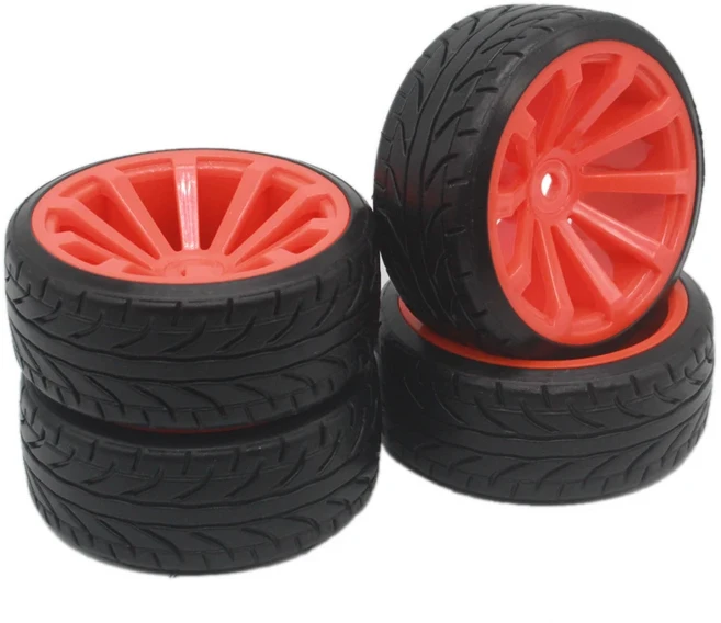 4개입 RC 1:10 드리프트 카 플라스틱 휠 림 및 타이어 HSP 94123/94122/94103/D4/D3용 블랙 63MM, 24 604-9015