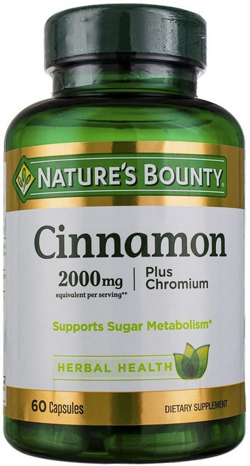 NATURE'S BOUNTY 肉桂 2000mg Plus 鉻膠囊, 1個, 60錠