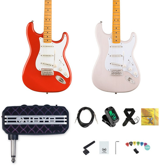 스콰이어 클래식바이브 50s SSS 스트라토캐스터 일렉기타 헤드폰앰프, FRD, 1개