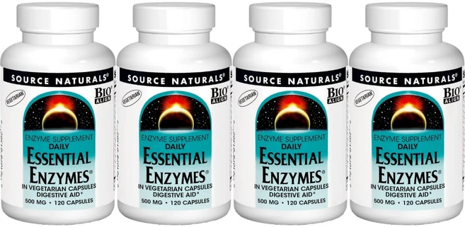 Source Naturals 소스내추럴스 데일리 에센셜 엔자임 500mg 베지캡슐, 120정, 4개 - 쿠팡