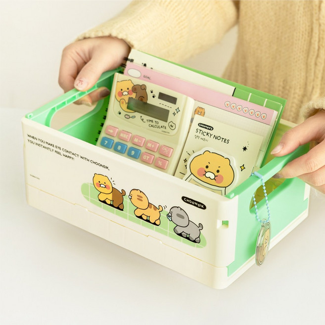 카카오프렌즈 춘식이 캐릭터 폴딩박스 S 1+1, 2개, 화이트그린