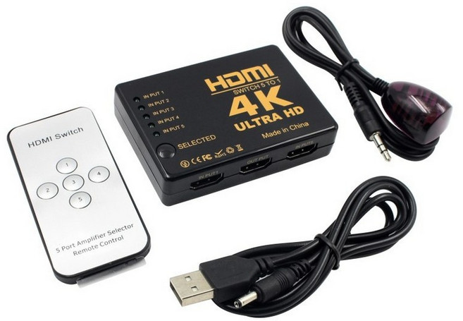 HDMI 자동 스위처 박스 오디오 어댑터 4K 울트라 해상도 지원 풀 p, 01 Black, 01 Black, 1개
