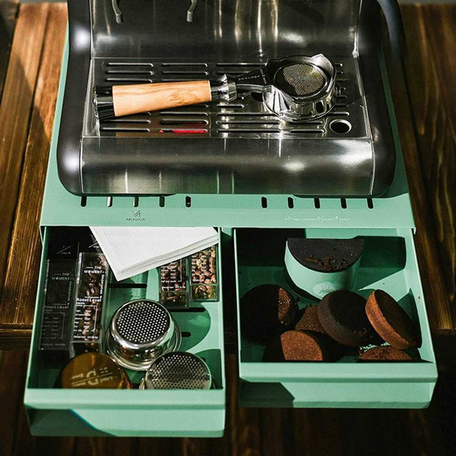 서랍형 넉박스 2구 커피 업소용 블랙 찌꺼기통 원두 넛박스 슬래그, 원터치 전용 서랍 파우더 케이스 화이트, 하얀색, 1개