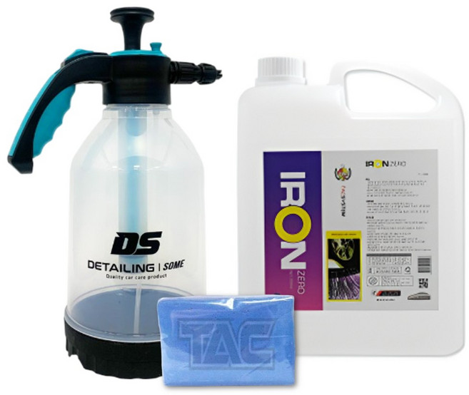 TAC시스템 아이언제로 4L+압축분무기 2L+클레이바 100g(색상 랜덤) 3종 세트 자동차 철분제거제 휠크리닝, 1개, 4L
