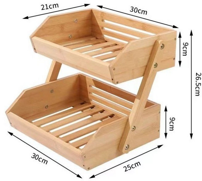 원목 베이커리 빵 사각 선반 트레이 진열, 1개, 2단 수납 선반