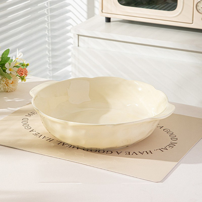 Tiger Pavilion 하이엔드 심플 원형 양수 대접, 크림 화이트, 1개