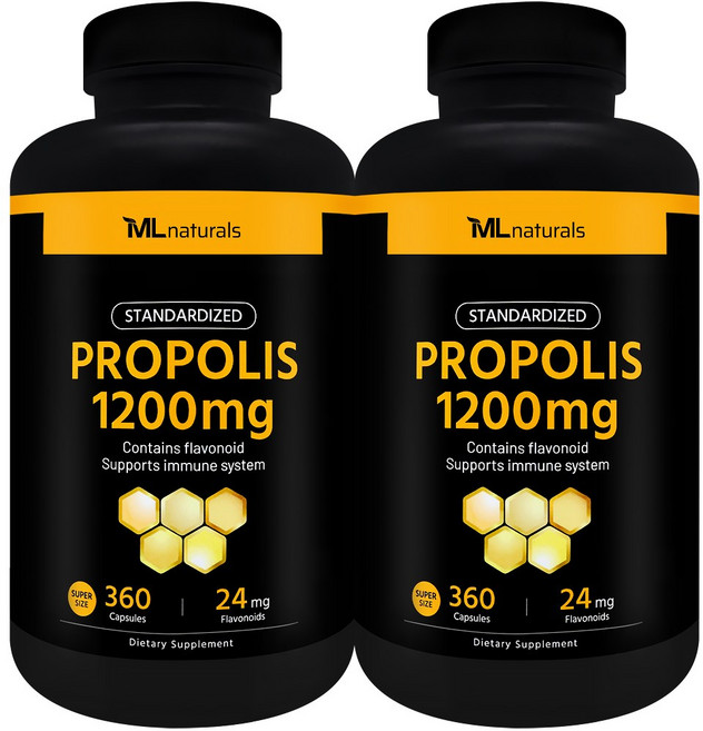 [미국빠른직구] 신제품 마이라이프 내추럴스 표준화된 프로폴리스 1200mg (플라보노이드 24mg) (수퍼사이즈), 360정, 2개