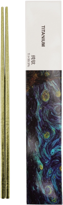 SNOWROCK TITANIUM 純鈦冰花筷子 家用防霉防滑 中空隔熱防燙 輕便22.8CM, 1個, 冰花金, 冰花金, 冰花筷子