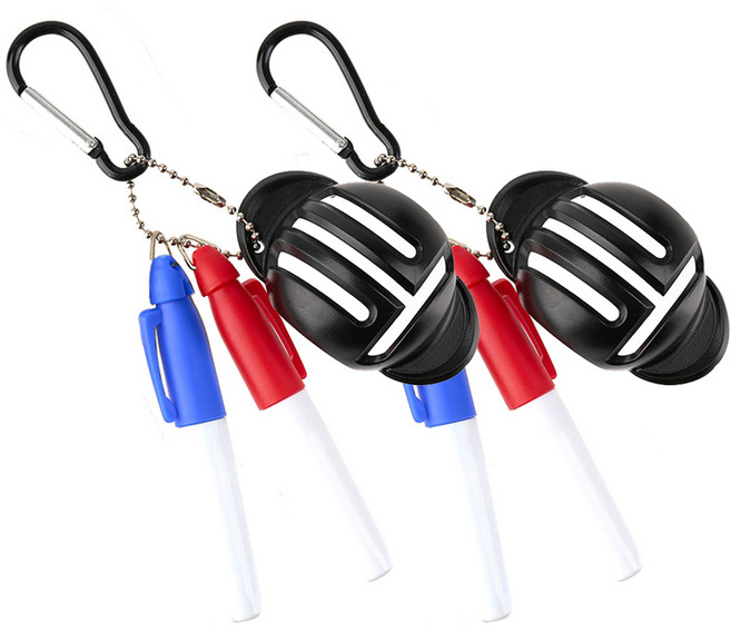 그린유니언 골프 T형 볼 라이너 + 마킹펜 2p + 카라비너 2세트입, 블랙, 1세트