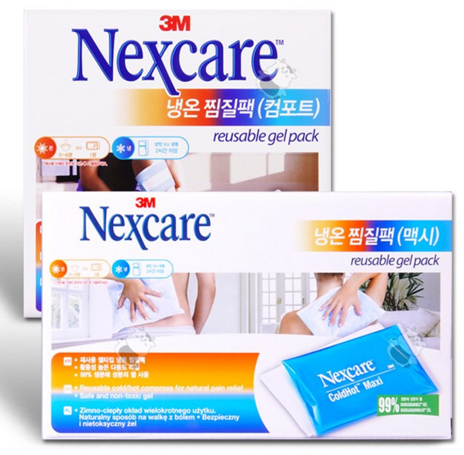 3M 넥스케어 Reusable 젤타입 냉온 찜질팩 ColdHot 냉찜질 온찜질, 컴포트1ea+맥시1ea, 1세트