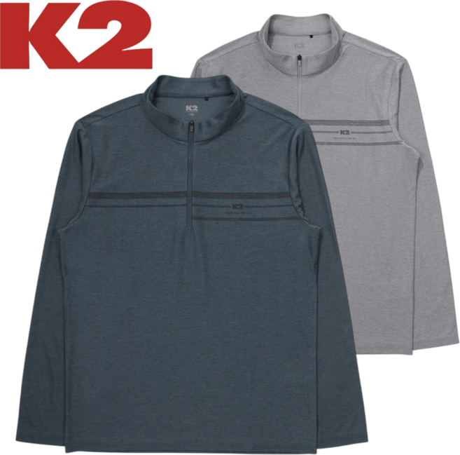 [백화점발송] K2 남성용 긴팔티셔츠 반집업티 봄 가을 기능성티셔츠 등산용 트레킹용 작업용 출퇴근용 이월상품