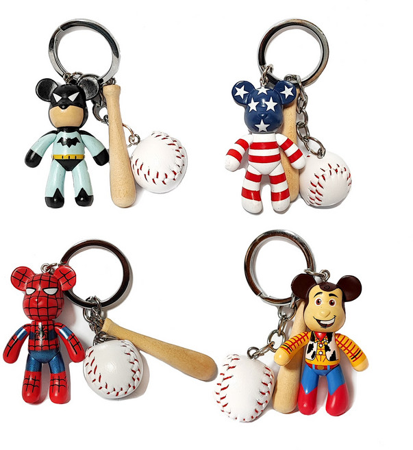 야구키홀더 열쇠고리 포포베 베이스볼키링, 16, 1개