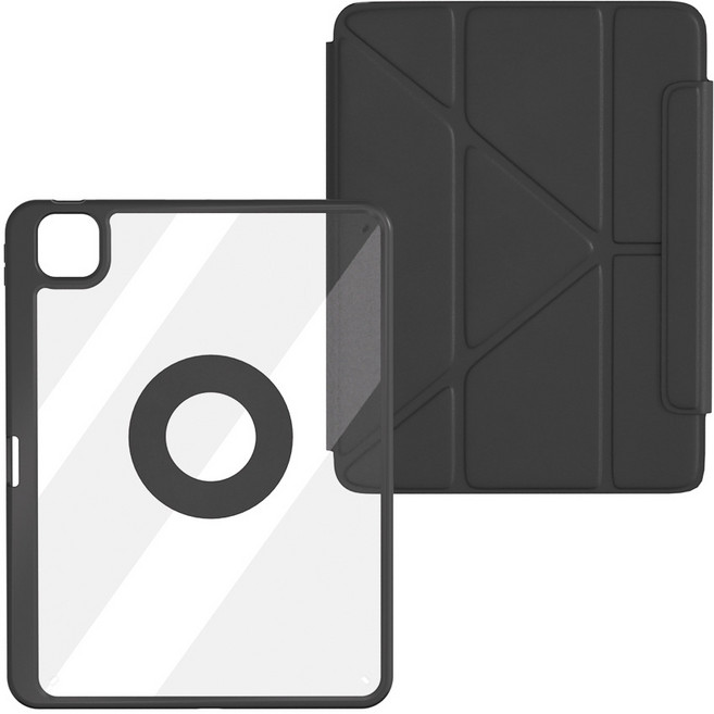 2024 아이패드 프로 에어 13인치 12.9인치 M4 M2 7세대 6세대 분리형 가죽 슬림 북커버 심플한 단색 스탠드형 태블릿 거치대 케이스 TB-A1007, TB-A1007 블랙분리형단색, 1개