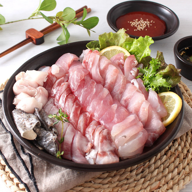 자연산 신안 민어 민어회 등살 뱃살 부레 껍질포함, 1개, 450g