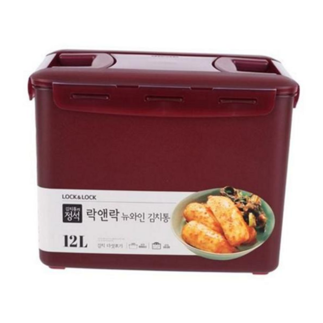 김치 밀폐 용기 대용량 김치통 손잡이형 주방용 12리터 직사각 장시간 밀폐력 반찬 좋은 음식 식품 59000EA 1EA, 1개, 1ml