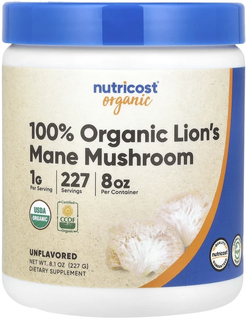 Nutricost 100% 유기농 노루궁뎅이버섯 무맛 227g(8.1oz), Nutricost100유기농노루궁뎅이버섯무맛227g81, 227g, 1개 - 쿠팡