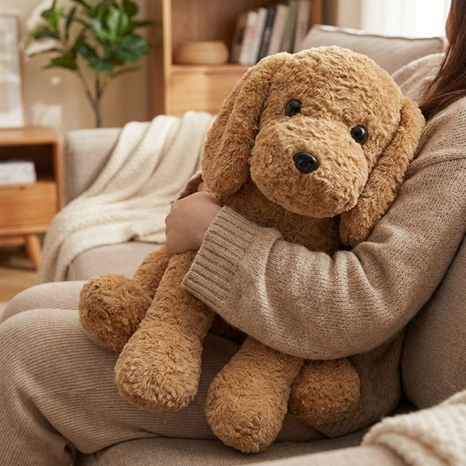 강아지 인형 블랑가또 대형 애착인형 동물 선물, 1개, 브라운, 50cm