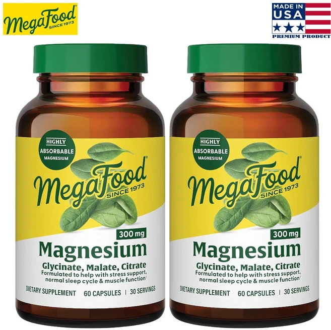 MegaFood 미국산 마그네슘 말레이트 300mg 60캡슐 2병 2개월분, 2개, 60정 - 쿠팡