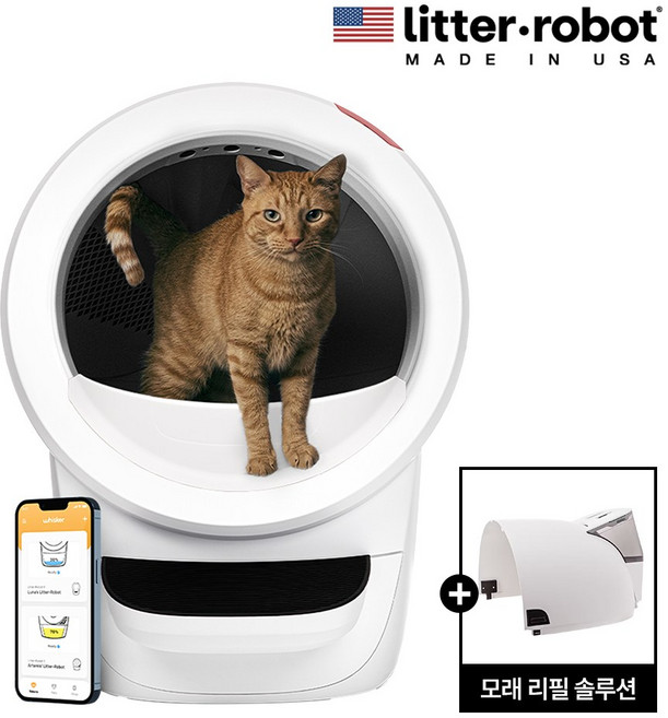 [Hopper Package] 리터로봇4 고양이 자동 화장실(화이트) + 리터호퍼, 1개, 화이트