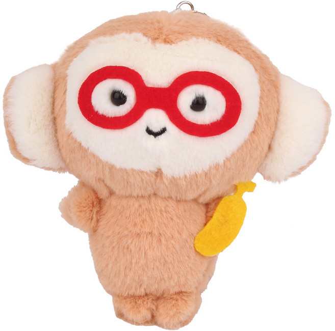 끼숭이 봉제 원숭이 인형 키링, 베이지, 1개