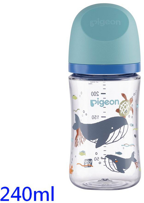 Pigeon 貝親奶瓶 寬口徑設計 模擬母乳實感 安全材質 寶寶健康成長, 海洋世界, 240ml, 1個