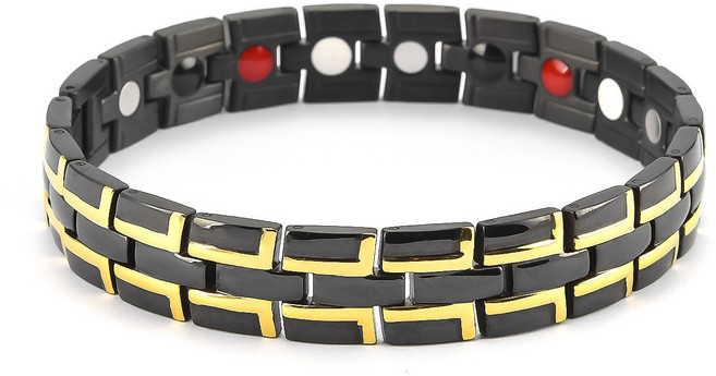 12Mm 스테인레스 스틸 팔찌 유럽과 미국의 맞춤 올인원 에너지 자석 팔찌 황금 팔찌