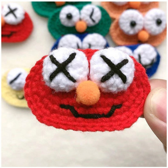 HAC001Jdu 익살 표정 컬러 뜨개 똑딱핀 귀여운 눈알 이모지 포인트 패션 헤어 머리핀