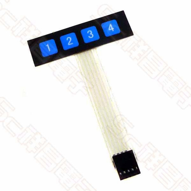祥昌電子 薄膜鍵盤 3x4 4x4 1x4 矩陣鍵盤 數字外擴鍵盤 兼容Arduino, 1 x 4 薄膜型鍵盤 (單個)