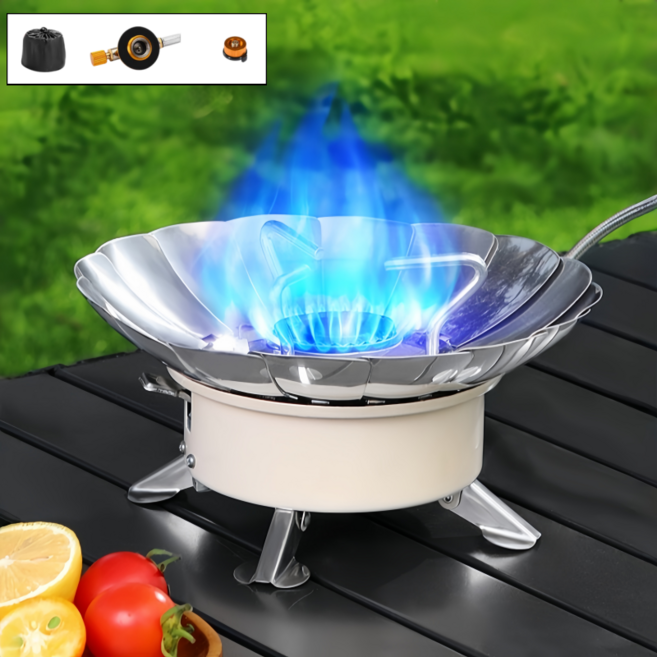 소형 고화력 캠핑 접이식 휴대용가스 버너 +보관가방, 1개, 실버