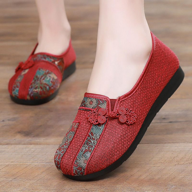 쌍천 봄가을 통기화 여중장년 플랫 미끄럼 방지 엄마 편한 할머니 단화 댄스화 W26022412