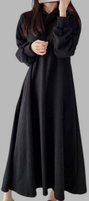 에이나인 벨라 데일리 플레어 후드 롱원피스 루즈핏