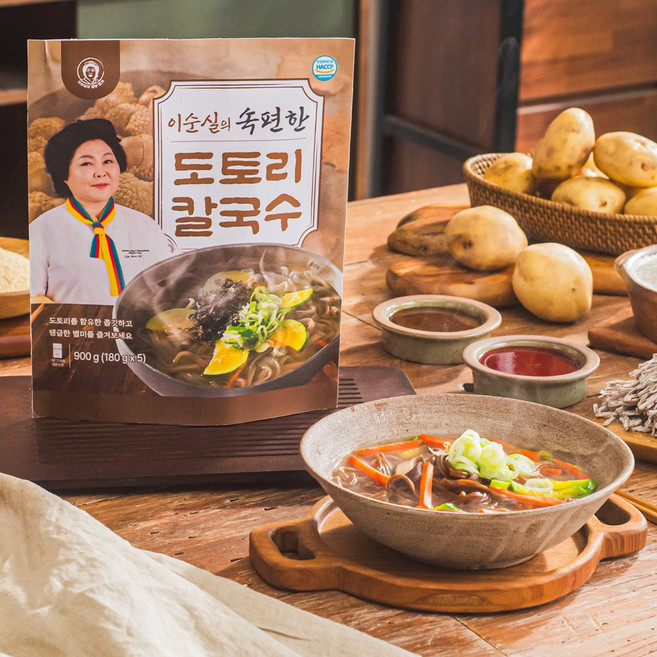 [홈쇼핑방영]이순실의 속편한 도토리칼국수(장국5인분+비빔5인분), 20인분(장국10봉+비빔장10봉), 900g, 1개