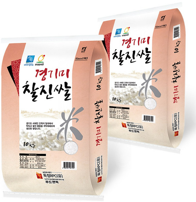 푸드앤픽 햅쌀 경기미 찰진쌀 20kg(10kg 2개) 간척지쌀, 10kg, 2개, 특등급