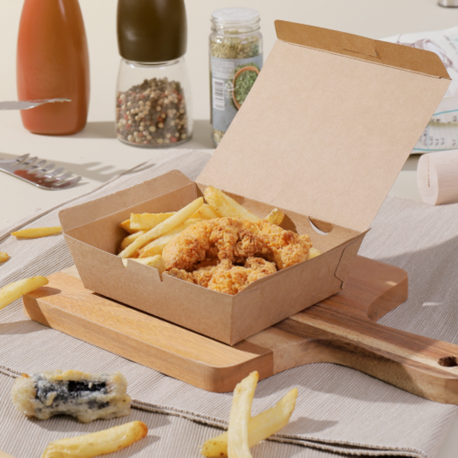 (PR)사이드도시락1호 400개 크라프트 일회용 포장용기, 1개입