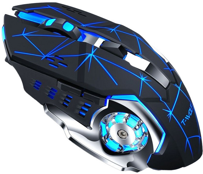 무선 블루투스 마우스 충전식 2.4g 초경량 게이밍 마우스 LED 백라이트 마우스, 스타 블랙, Q13B