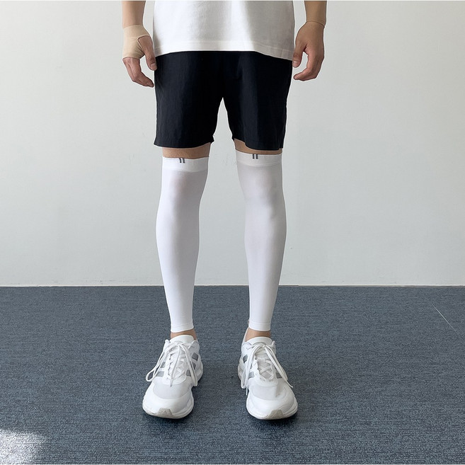 엠엠스포츠 남성 여성 UV차단 냉감 등산 자전거 다리 레그토시 2PX2, 화이트 2PX2