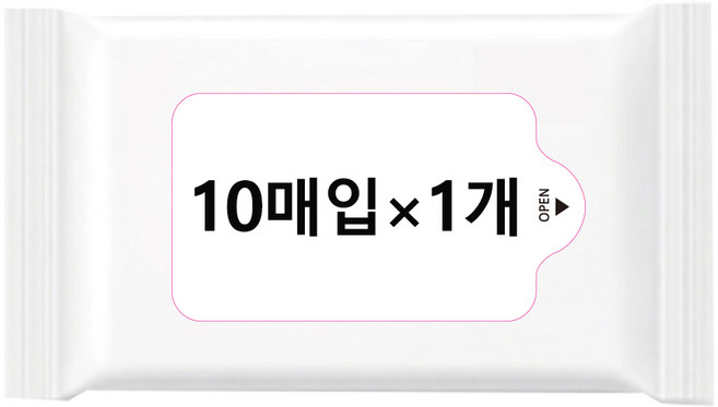 홍보용물티슈 10매 20매 백색포장지 투명스티커, 1개, 10개입