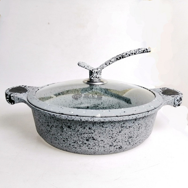 양귀 이중바닥 화강암 주물 알루미늄 웍 후라이팬 샤브샤브 다용도팬인덕션 가스 공용 wok, 홍예 하드웨어, 하나, 1개