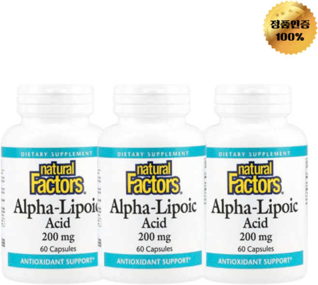 2+1 내추럴팩터스 알파리포산 200mg 캡슐 60정, 3개