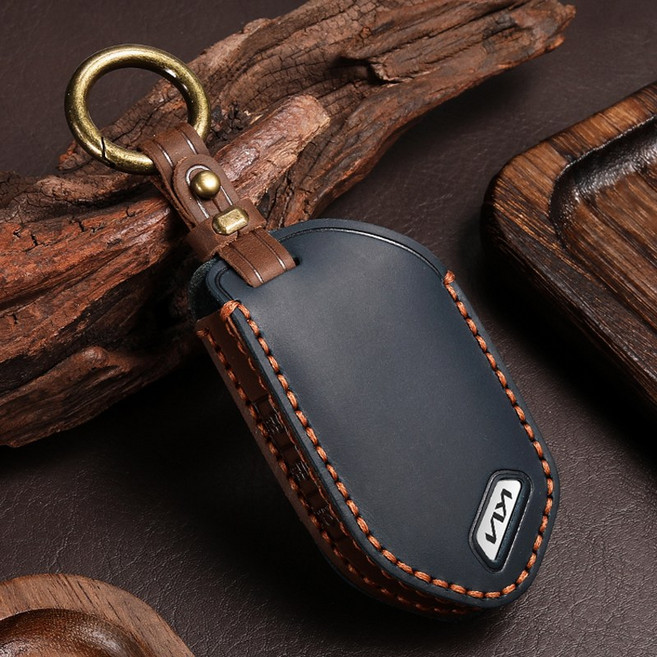 HAKO 유틸리티 가죽 키케이스 키홀더, 네이비, 7버튼-A
