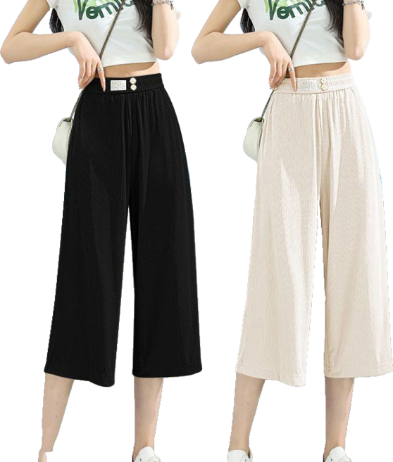 여성 여름 와이드 팬츠 통바지 7부 슬랙스 2P M 뉴타임즈 L320O189