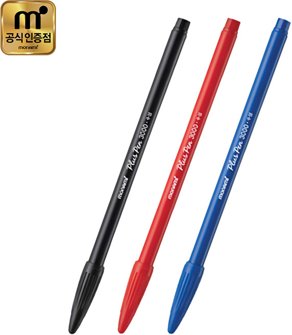 모나미 모나미 프러스펜 3000 수성 (블랙12개+블루12개+레드12개) 사무용 필기구 플러스펜, 혼합 색상, 1세트