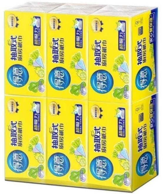 得意抽取式廚房紙巾100抽 超強吸水力 廚房清潔安心保證, 30入, 1箱