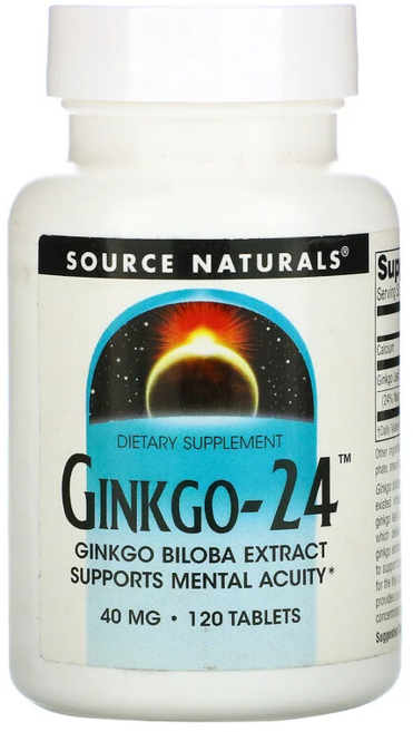 소스 네추럴스 징코-24 은행잎추출물 플라본 테르펙 락톤 ​​40mg 120정, 1개