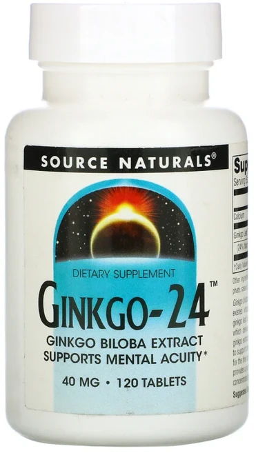 소스 네추럴스 징코-24 은행잎추출물 플라본 테르펙 락톤 ​​40mg 120정, 1개 - 쿠팡