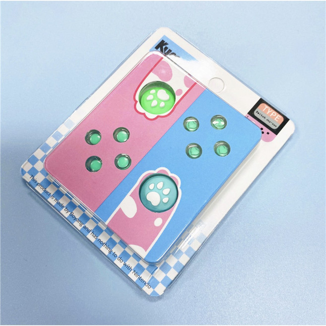 닌텐도 스위치 아키토모 냥발 조이콘 조이 스틱 버튼 보호 키캡 커버 세트 DIY 교체 수리 커스텀, 그린, 1개