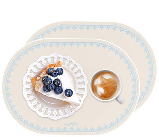 웰라이브 실리콘 식탁매트, 스카이밀크, 43 x 30 x 0.1 cm, 2개