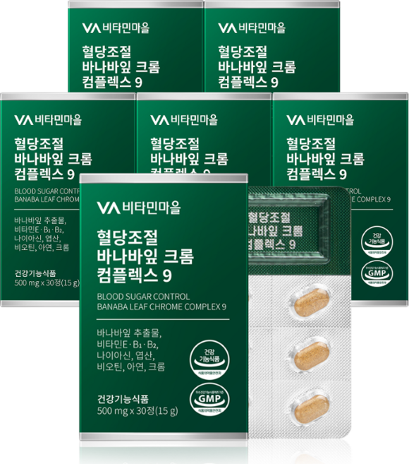 비타민마을 혈당조절 바나바잎 크롬 컴플렉스9 15g, 30정, 6개